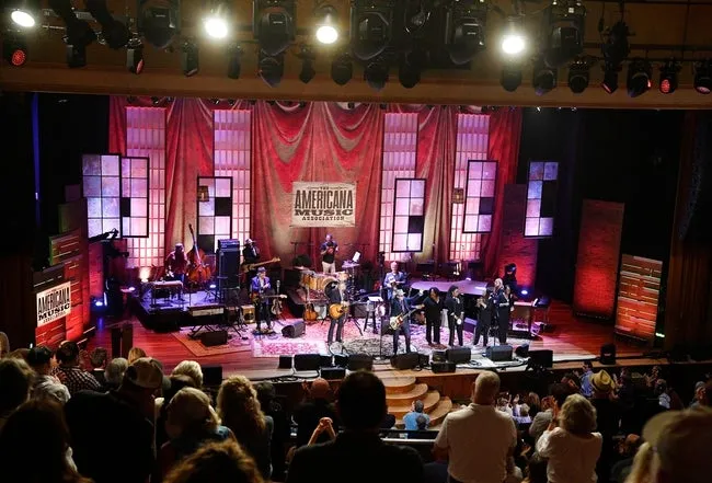 Elvis Costello performs with Jim Lauderdale and The McCrary Sisters at the Americana Music Honors & Awards Wednesday, Sept. 11, 2019 at the Ryman Auditorium in Nashville, Tenn.
Lm54850