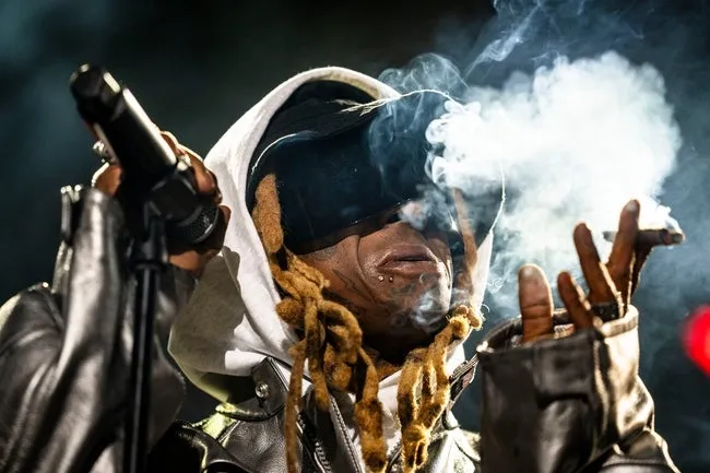 Rapper Lil Wayne performs at Wells Fargo Arena, Thursday, April 11, 2024 in Des Moines, Iowa.