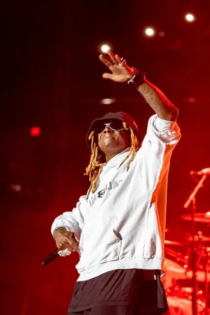 Rapper Lil Wayne performs at Wells Fargo Arena, Thursday, April 11, 2024 in Des Moines, Iowa.