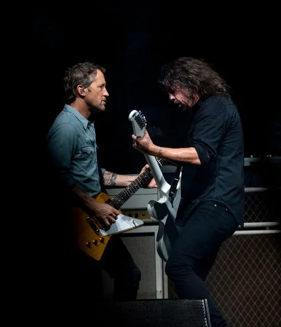 Chris Shiflet, and Dave Grohl of Foo Fighters perform at  Bonnaroo in Manchester, Tenn., Sunday, June 18, 2023.
