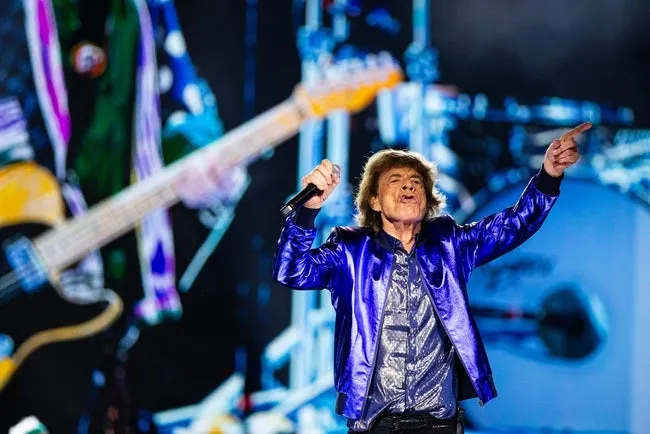 Mick Jagger perform with The Rolling Stones at Thunder Ridge Nature Arena in Ridgedale, Mo. during their last stop on the Hackney Diamonds Tour on Sunday, July 21, 2024.