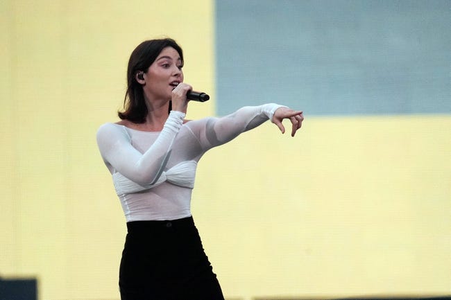 Aug 7, 2023; Inglewood, CA, USA; Gracie Abrams opens for Taylor Swift on the fourth night of the Los Angeles stop of the Eras Tour. Swift is ending the first U.S. leg of her tour with a six-night stint at SoFi Stadium. © Sandy Hooper-USA TODAY